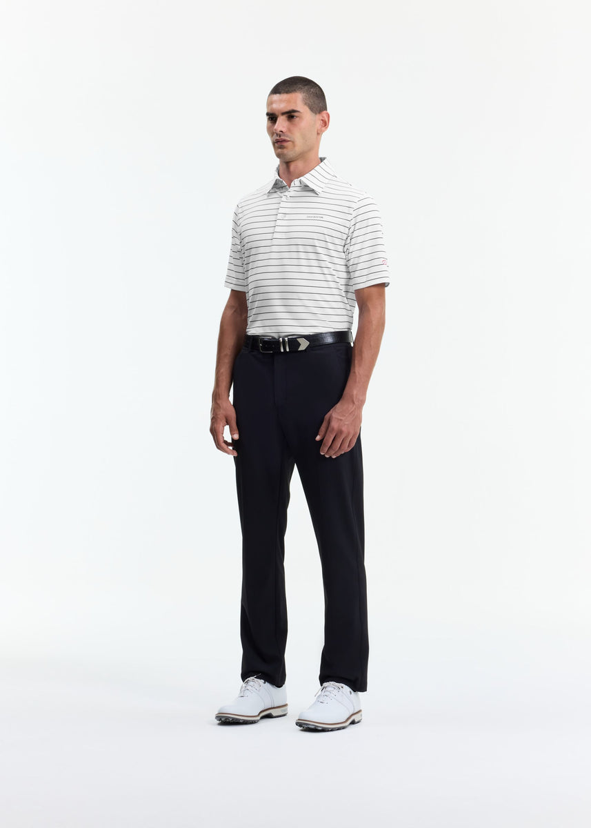 Cole Buxton Golf | Striped Tour Polo | White / Black | Mens