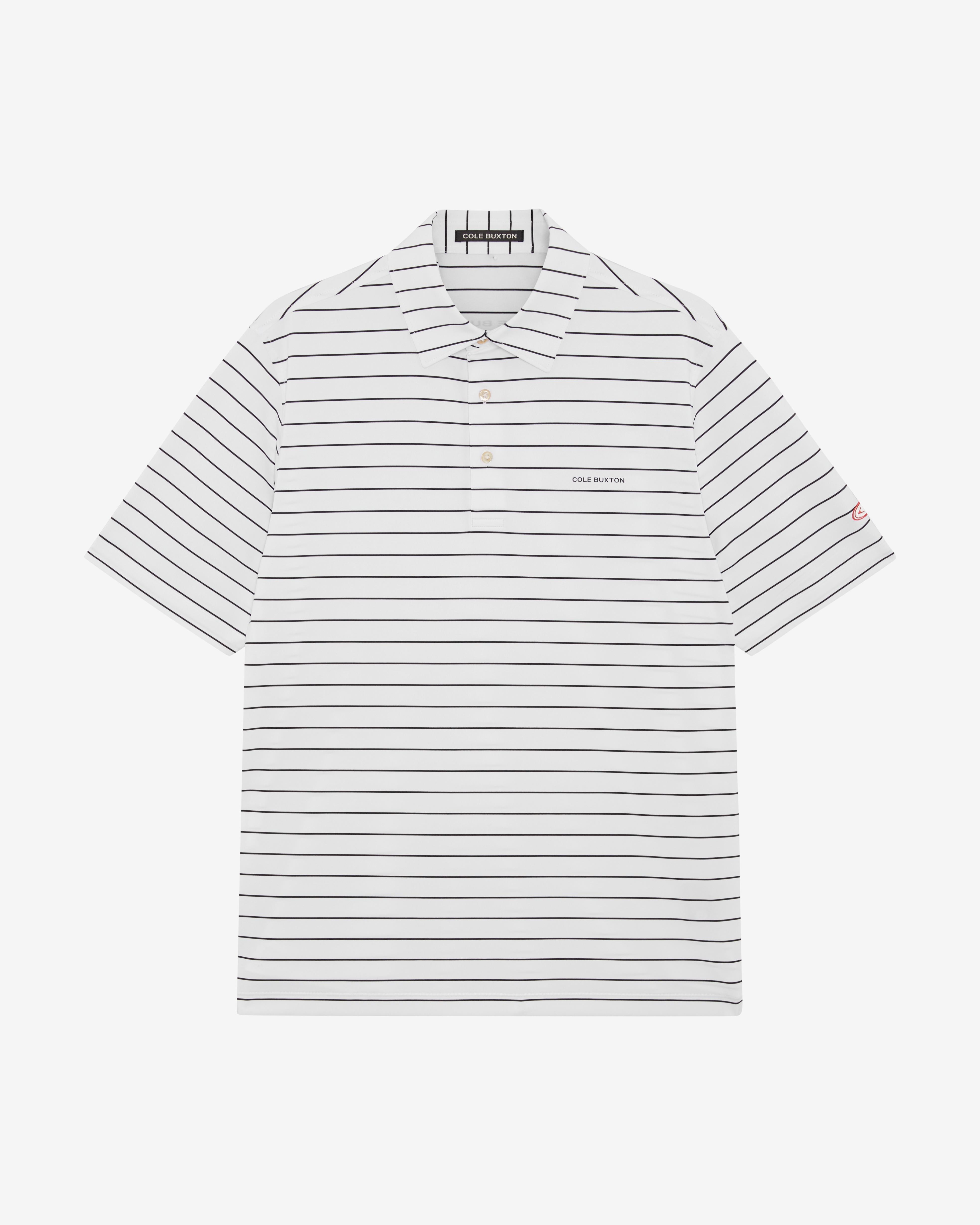 Cole Buxton Golf | Striped Tour Polo | White / Black | Mens